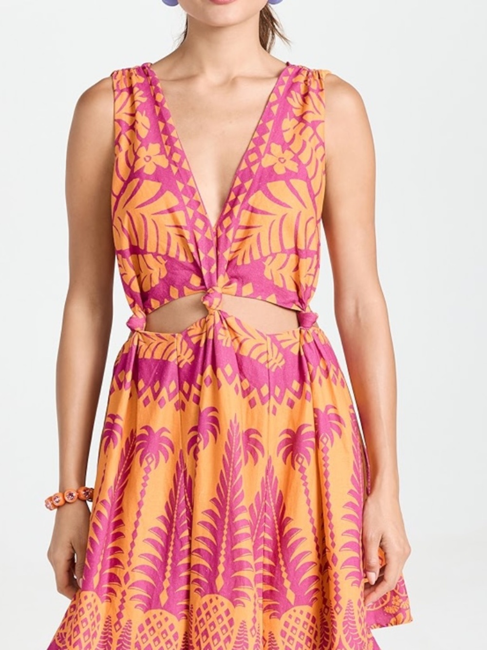 FARM RIO PINEAPPLE LOVE ORANGE MINI DRESS
